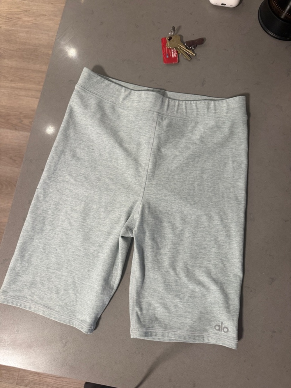 ALO Yoga Light Gray Athletic Bike Shorts